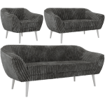 Zestaw PIRS 3+2+1 - szary, sztruks - nóżki,  biały