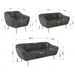 Zestaw PIRS 3+2+1 - szary, sztruks - nóżki,  biały