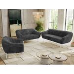 Zestaw PIRS 3+2+1 - szary, sztruks - nóżki,  biały