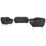 Zestaw PIRS 3+2+1 - szary, sztruks - nóżki,  biały