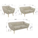 Zestaw PIRS 3+2+1 - kremowy, welwet - nóżki,  buk