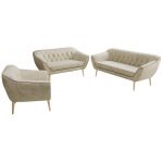 Zestaw PIRS 3+2+1 - kremowy, welwet - nóżki,  buk