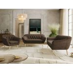 Zestaw PIRS 3+2+1 - brązowy, welwet - nóżki,  buk