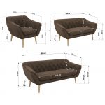 Zestaw PIRS 3+2+1 - brązowy, welwet - nóżki,  buk