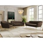 Zestaw PIRS 3+2+1 - brązowy, welwet - nóżki,  buk