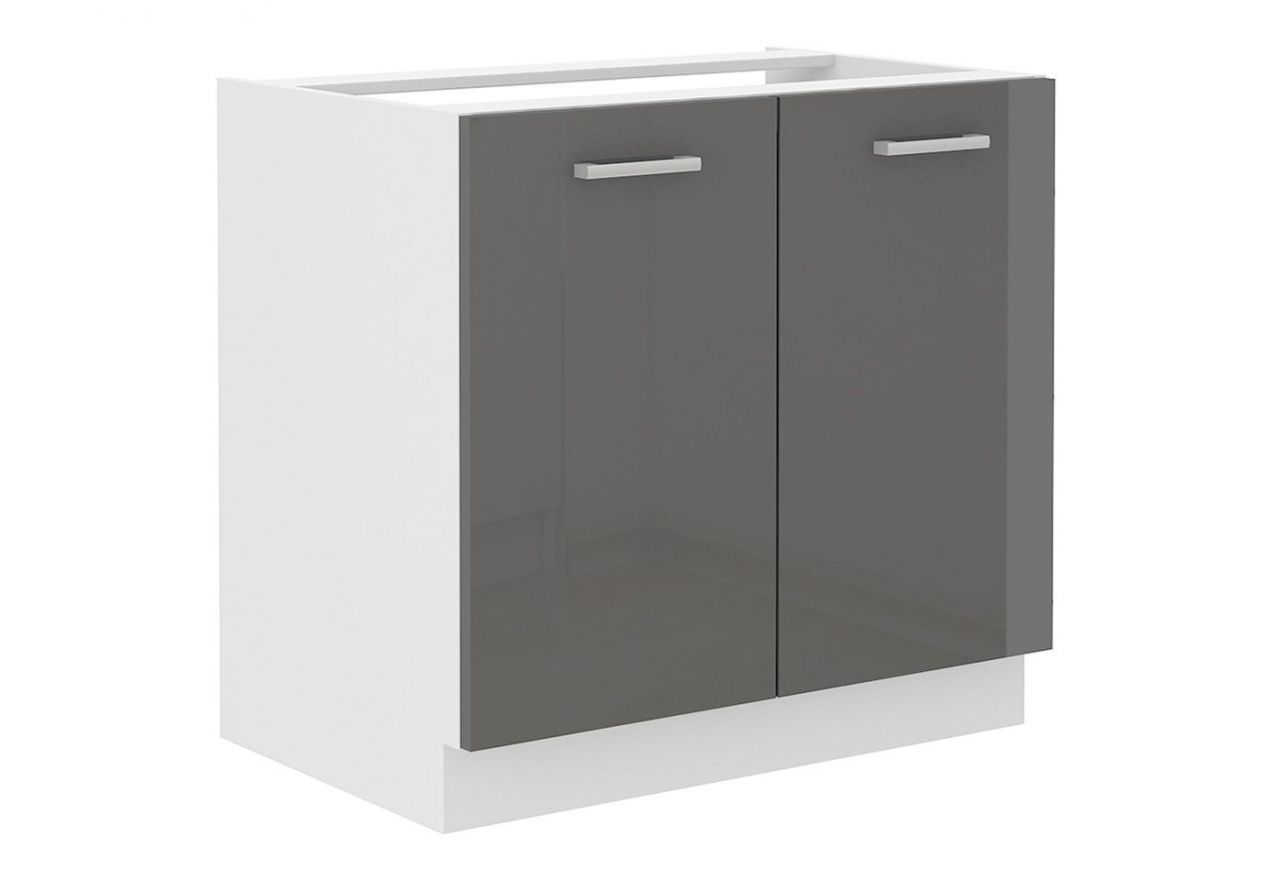 Modułowe meble kuchenne, zestaw do kuchni w połysku 260 cm SANTOS - Biały / szary połysk