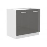 Modułowe meble kuchenne, zestaw do kuchni w połysku 260 cm SANTOS - Biały / szary połysk