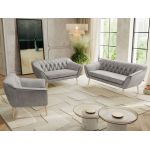 Zestaw PIRS 3+2+1 - jasnoszary, welwet - nóżki,  buk