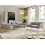 Zestaw PIRS 3+2+1 - jasnoszary, welwet - nóżki,  buk