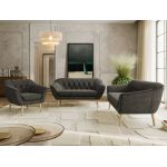 Zestaw PIRS 3+2+1 - ciemnoszary, welwet - nóżki,  buk