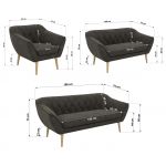 Zestaw PIRS 3+2+1 - ciemnoszary, welwet - nóżki,  buk