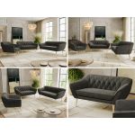 Zestaw PIRS 3+2+1 - ciemnoszary, welwet - nóżki,  buk