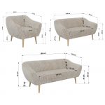 Zestaw PIRS 3+2+1 - beżowy, sztruks - nóżki,  buk