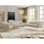 Zestaw PIRS 3+2+1 - beżowy, sztruks - nóżki,  buk