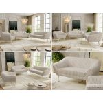 Zestaw PIRS 3+2+1 - beżowy, sztruks - nóżki,  buk