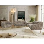 Zestaw PIRS 3+2+1 - jasnobrązowy, sztruks - nóżki,  buk