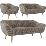 Zestaw PIRS 3+2+1 - jasnobrązowy, sztruks - nóżki,  buk