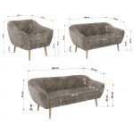 Zestaw PIRS 3+2+1 - jasnobrązowy, sztruks - nóżki,  buk