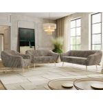 Zestaw PIRS 3+2+1 - jasnobrązowy, sztruks - nóżki,  buk