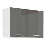 Modułowe meble kuchenne, zestaw do kuchni w połysku 260 cm SANTOS - Biały / szary połysk