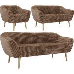 Zestaw PIRS 3+2+1 - brązowy, sztruks - nóżki,  buk