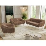 Zestaw PIRS 3+2+1 - brązowy, sztruks - nóżki,  buk