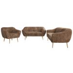 Zestaw PIRS 3+2+1 - brązowy, sztruks - nóżki,  buk