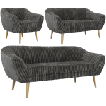 Zestaw PIRS 3+2+1 - szary, sztruks - nóżki,  buk