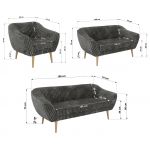 Zestaw PIRS 3+2+1 - szary, sztruks - nóżki,  buk