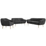 Zestaw PIRS 3+2+1 - szary, sztruks - nóżki,  buk