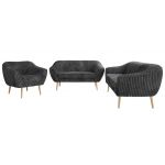 Zestaw PIRS 3+2+1 - szary, sztruks - nóżki,  buk