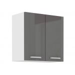 Modułowe meble kuchenne, zestaw do kuchni w połysku 260 cm SANTOS - Biały / szary połysk