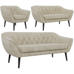 Zestaw PIRS 3+2+1 - kremowy, welwet - nóżki,  czarny