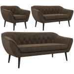 Zestaw PIRS 3+2+1 - brązowy, welwet - nóżki,  czarny