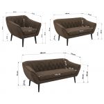 Zestaw PIRS 3+2+1 - brązowy, welwet - nóżki,  czarny