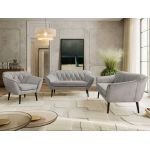 Zestaw PIRS 3+2+1 - jasnoszary, welwet - nóżki,  czarny