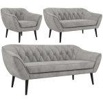 Zestaw PIRS 3+2+1 - jasnoszary, welwet - nóżki,  czarny