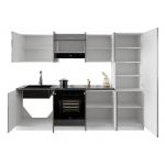 Modułowe meble kuchenne, zestaw do kuchni w połysku 260 cm SANTOS - Biały / szary połysk