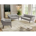 Zestaw PIRS 3+2+1 - jasnoszary, welwet - nóżki,  czarny