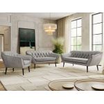 Zestaw PIRS 3+2+1 - jasnoszary, welwet - nóżki,  czarny