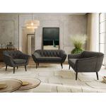 Zestaw PIRS 3+2+1 - ciemnoszary, welwet - nóżki,  czarny