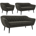 Zestaw PIRS 3+2+1 - ciemnoszary, welwet - nóżki,  czarny