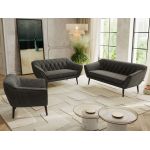 Zestaw PIRS 3+2+1 - ciemnoszary, welwet - nóżki,  czarny