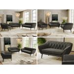 Zestaw PIRS 3+2+1 - ciemnoszary, welwet - nóżki,  czarny