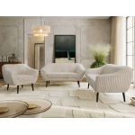 Zestaw PIRS 3+2+1 - beżowy, sztruks - nóżki,  czarny