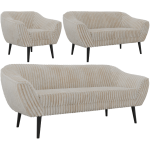 Zestaw PIRS 3+2+1 - beżowy, sztruks - nóżki,  czarny