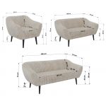 Zestaw PIRS 3+2+1 - beżowy, sztruks - nóżki,  czarny