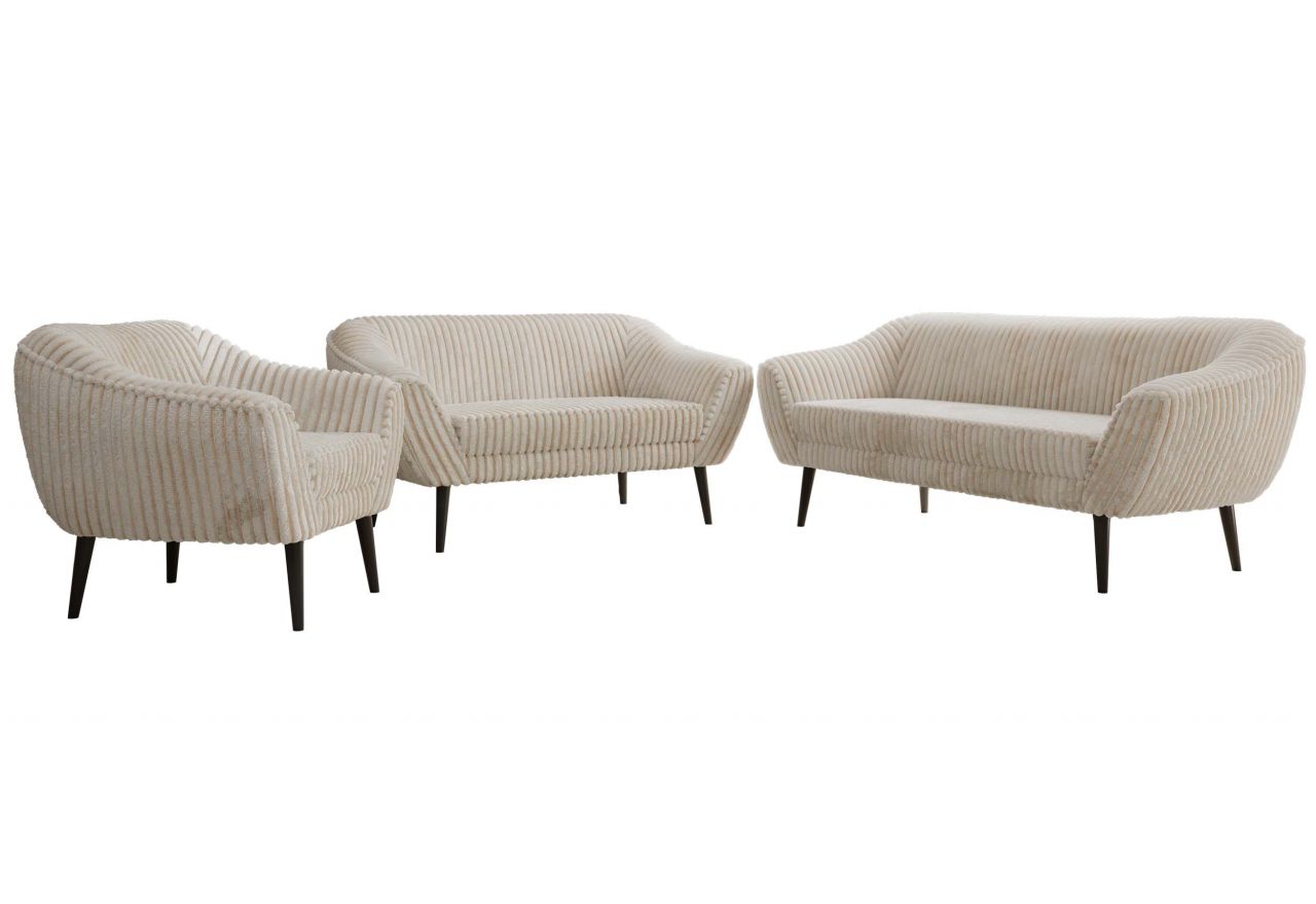 Zestaw PIRS 3+2+1 - beżowy, sztruks - nóżki,  czarny