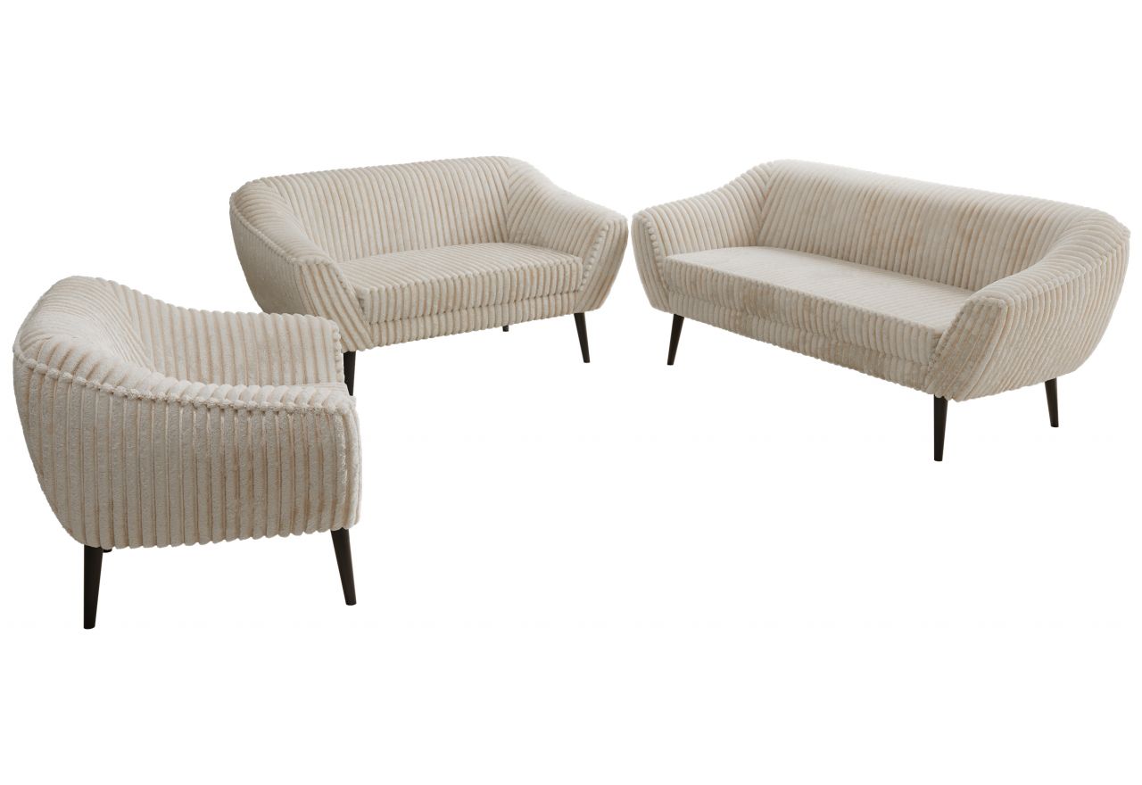 Zestaw PIRS 3+2+1 - beżowy, sztruks - nóżki,  czarny