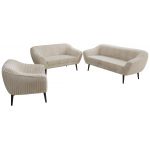 Zestaw PIRS 3+2+1 - beżowy, sztruks - nóżki,  czarny